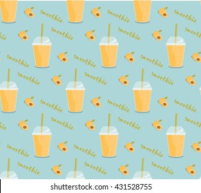 Apricot smoothie seamless pattern. Cover for summer menu