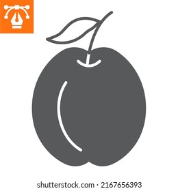 Apricot solid icon, glyph style icon for web site or mobile app, fruit and food, plum vector icon, simple vector illustration, vector graphics with editable strokes.