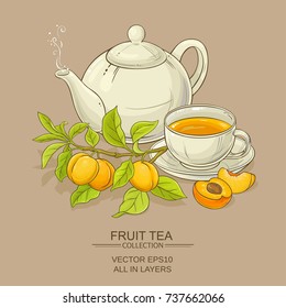 apricot tea vector illustration on color background