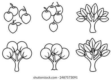 Apricot Tree Line Art silhouette artwork