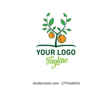 Apricot Tree Vector Logo Design 