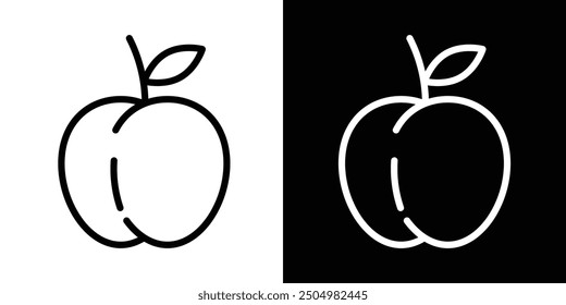Apricot vector icon set black and white filled and outlined style.