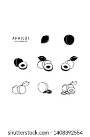Apricot - vector icon set on white background. Symbol for web, infographics, print design and mobile UX/UI kit. Vector illustration, EPS10.