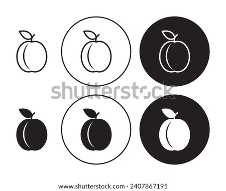 Apricot vector icon set. Prune fruit symbol suitable for apps and websites UI designs.