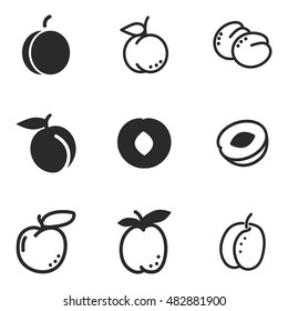 iconos vectoriales de albaricoque. Conjunto de ilustraciones simples de 9 elementos de albaricoque, iconos editables, se pueden utilizar en el logotipo, la interfaz de usuario y el diseño web