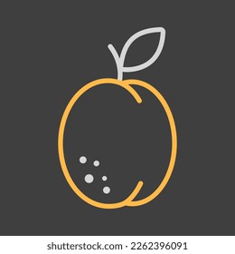 Apricot vector on dark background icon. Graph symbol for food and drinks web site, apps design, mobile apps and print media, logo, UI