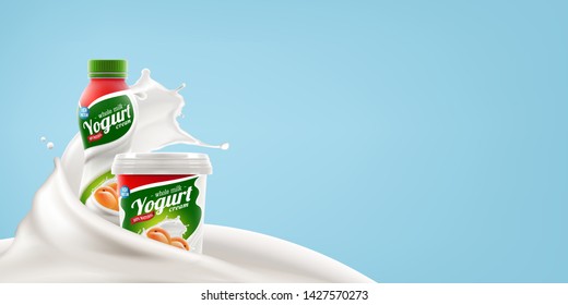 Apricot yougurt brand new packaging design for milk or yogurt product branding or advertising design