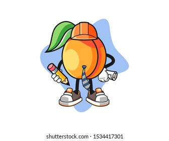 Apricots architect mascot design vector. Cartoon character illustration for business, t shirt, sticker.