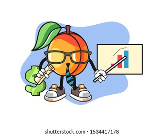 Apricots economist mascot design vector. Cartoon character illustration for business, t shirt, sticker.