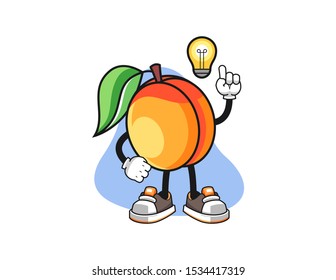 Apricots get an idea mascot design vector. Cartoon character illustration for business, t shirt, sticker.