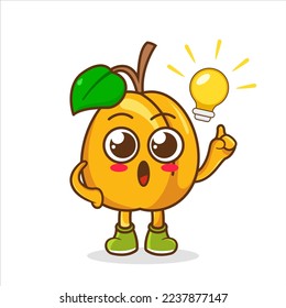 Apricots get an idea mascot design vector.