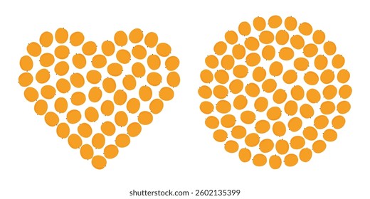 Apricots heart shape and Circle Background Textures Summer Fruits Abstract backdrop Template Set 2