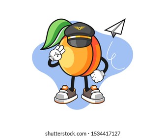 Apricots pilot mascot design vector. Cartoon character illustration for business, t shirt, sticker.