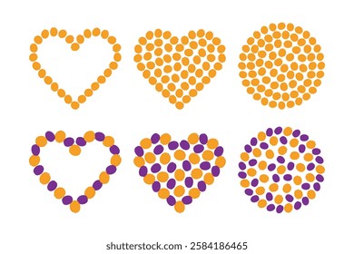 Apricots and Plums shape contour and fill hearts and Circular background texture Set 6 Template idea