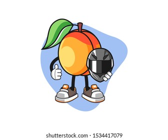 Apricots racer mascot design vector. Cartoon character illustration for business, t shirt, sticker.