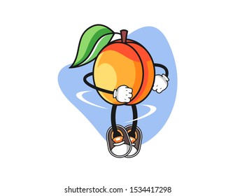 Apricots spinning mascot design vector. Cartoon character illustration for business, t shirt, sticker.