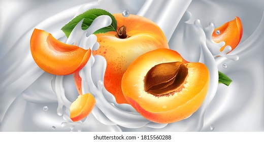 Apricots en un torrente de leche o yogur.