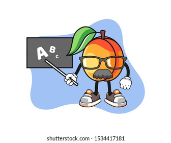 Apricots teacher mascot design vector. Cartoon character illustration for business, t shirt, sticker.