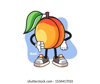 Apricots thumbs down mascot design vector. Cartoon character illustration for business, t shirt, sticker.