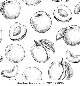 Apricots . Vector seamless pattern. Vintage style