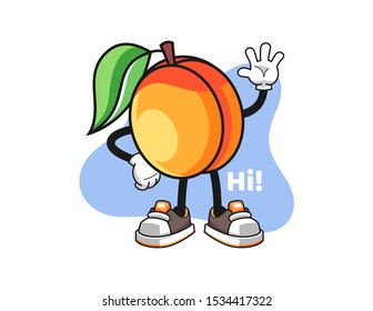 Apricots wave hand mascot design vector. Cartoon character illustration for business, t shirt, sticker.