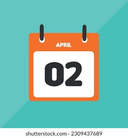 april 02 vector icon calendar Date, day and month Vector illustration, colorful background.