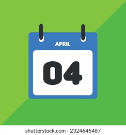 april 04 vector icon calendar Date, day and month Vector illustration, colorful background.