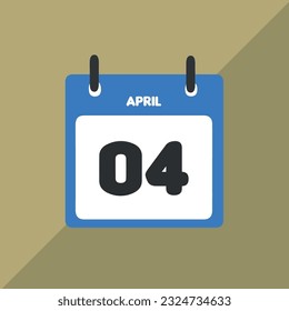 april 04 vector icon calendar Date, day and month Vector illustration, colorful background.