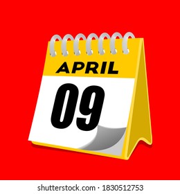April 09 calendar date vector.