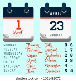 April 1, 2018 Easter. Tear-off calendar red date. Isolated on white vector illustration