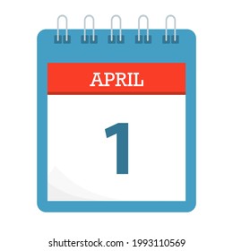 April 1 - Calendar Icon - Calendar template - Business vector illustration. 