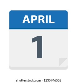 April 1 - Calendar Icon - Vector Illustration