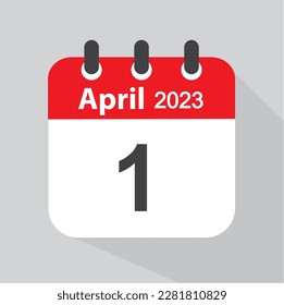 April 1. calendar icon. - vector, illustration,flat style.