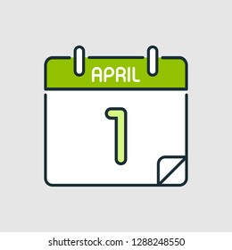 April 1. Flat icon calendar isolated on gray background. Vector illustration.