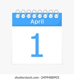 April 1 icon. Calendar icon. Flat style. Vector icon.