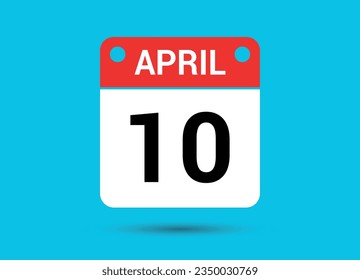 April 10 Calendar Date Flat Icon Day 10 Vector Illustration