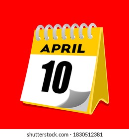 Vector de fecha calendario del 10 de abril.