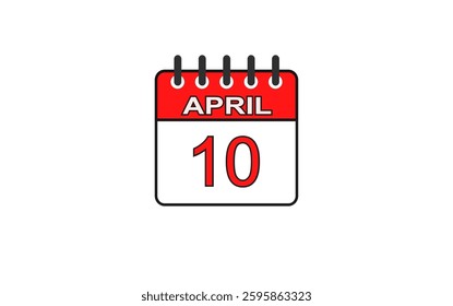 April 10 Calendar Icon – Important Date, Event Reminder, Planner