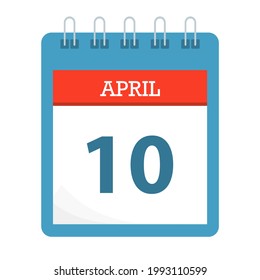 April 10 - Calendar Icon - Calendar template - Business vector illustration. 