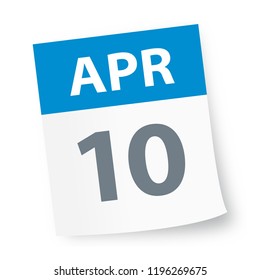 April 10 - Calendar Icon - Vector Illustration