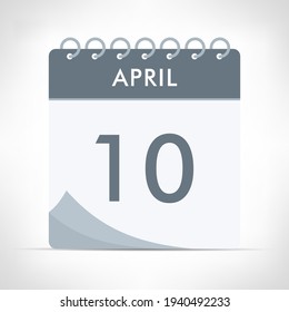 April 10 - Calendar Icon - Vector Illustration. Gray calendar.