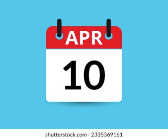 April 10. Flat icon calendar isolated on blue background. Date and month vector illustration