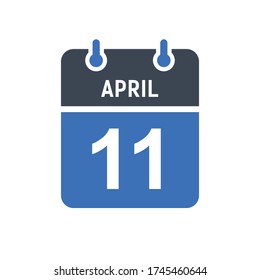 April 11 Calendar Date Icon, Event Date Icon, Calendar Date, Icon Design Vector Graphic