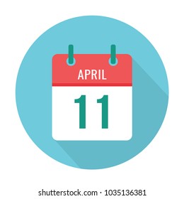 April 11 calendar flat icon. 