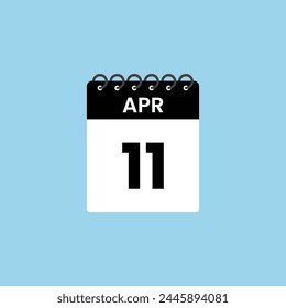 April 11  calendar reminder. 11th  April Date Month calendar icon design template.