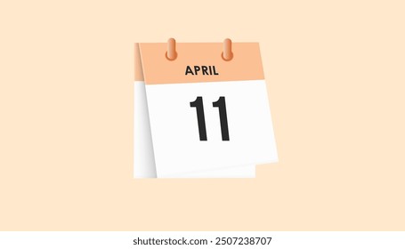 April 11 - calendar and Time planner. Daily Calendar Icon reminder. Vector Illustration.