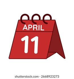 Abril 11 Vector de calendario de escritorio sobre fondo blanco
Vector rojo Calendario plano icono
