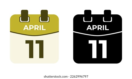 April 11 flat daily spiral calendar icon date vector illustration in matching color scheme. Suitable and perfect for design material, such as event or reminder. The best editable graphic resources.