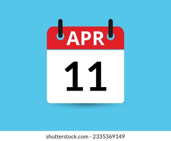 April 11. Flat icon calendar isolated on blue background. Date and month vector illustration
