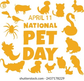 april 11 is national pet day Vector illustration. 
Good for banner, poster, greeting card, party card, invitation, template, advertising, campaign, and social media. 
